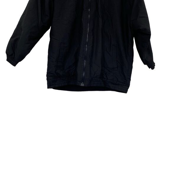 Cold Storage Black Fleece Lined Zip Up Hooded Windbreaker Coat Size 14/16 - Picture 7 of 13